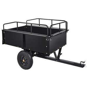 Steel Utility Garden Cart, 15 Cu Ft, 900/1500 Lb Capacity, with Tow Handle, Foot Pedal and Removable Sides, for ATV, UTV and Tractors - 1 of 4