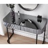 Okak 33.9" Mirrored Makeup Vanity Desk with Mirror, Console Vanity Table with 2 Big Drawers, Charging Station & Open Shelf for Bedroom - 2 of 4