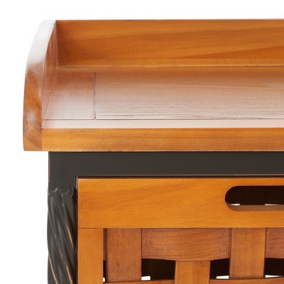 Filbert Brown Transitional Wooden Storage Bench with Iron Frame