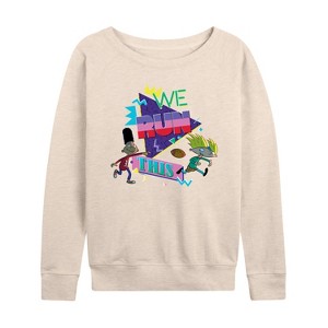 Women's - Hey Arnold! - Retro Arnold and Gerald Lightweight French Terry Wide Neck Long Sleeve Shirt - 1 of 4