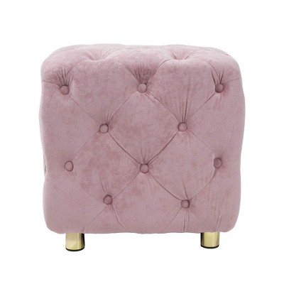 FURNIinspire Ottomans And Benches Modern Velvet Upholstered Ottoman Multifunctional Stylish Seat, Decor Soft Foot Stool, Pink, 18.10"*18.10"*18.80"