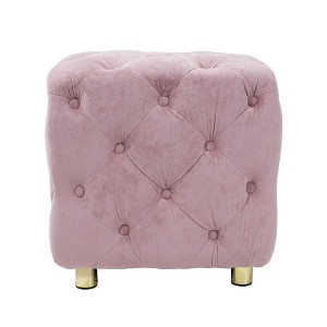 FURNIinspire Ottomans And Benches Modern Velvet Upholstered Ottoman Multifunctional Stylish Seat, Decor Soft Foot Stool, Pink, 18.10"*18.10"*18.80" - 1 of 4