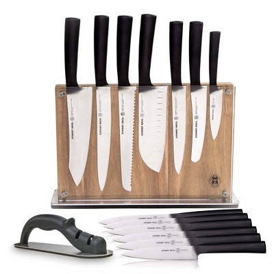 Schmidt Brothers Cutlery Carbon 6 15pc Knife Block Set: Stainless Steel Kitchen Knives, Serrated Blades, Hand Wash
