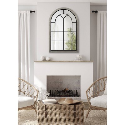 Joffrey Gray Wood Arched Full Length Wall Mirror
