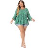 Agnes Orinda Women's Plus Size Babydoll Peplum High Low Hem V Neck 3/4 Sleeve Trendy Tops - 3 of 4
