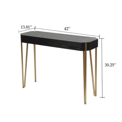 Modern Black Wood and Gold Metal 45'' Console Table with Storage