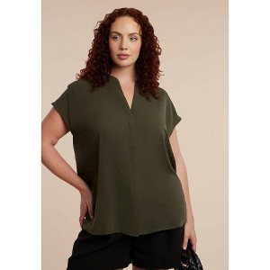 ELOQUII Notch Collar Blouse - 1 of 4