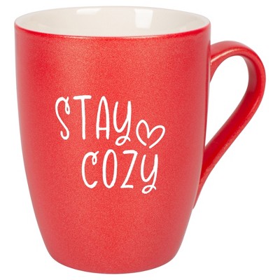 Elanze Designs Stay Cozy Crimson Red 10 ounce New Bone China Coffee Cup Mug