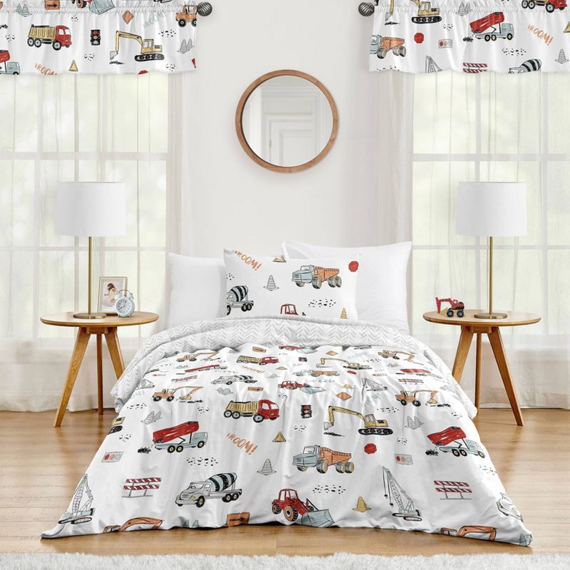 4pc Construction Truck Twin Kids&#39; Comforter Bedding Set Red and Blue - Sweet Jojo Designs, 1 of 7