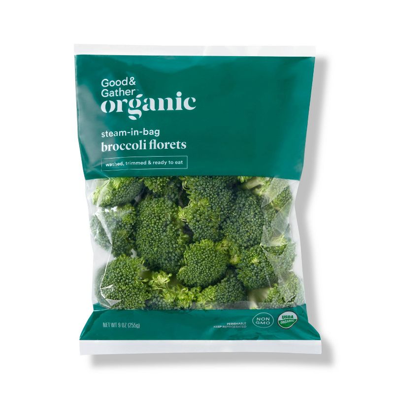Organic Steam-in-Bag Broccoli Florets - 9oz - Good &#38; Gather&#8482;, 1 of 5