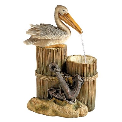 Pelican's Seashore Roost Resin Sculptural Water Fountain with LED Light
