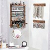3-Piece Wooden Hanging Jewelry Organizer Set, Rustic Wall Mounted Earring Holder for Storage and Display, Brown & Black - 3 of 4