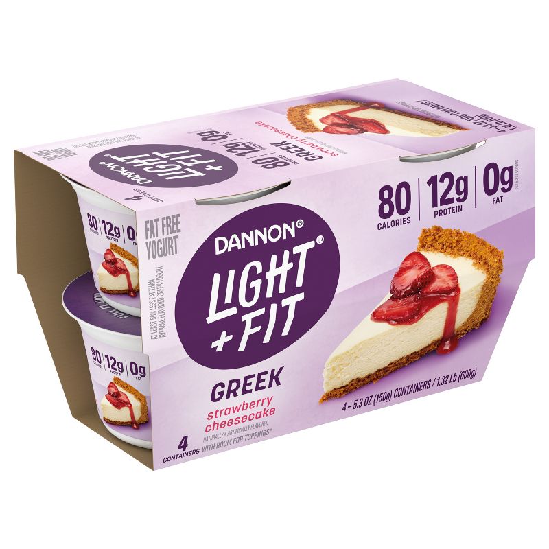 Light + Fit Nonfat Gluten-Free Strawberry Cheesecake Greek Yogurt - 4ct/5.3oz Cups, 4 of 9