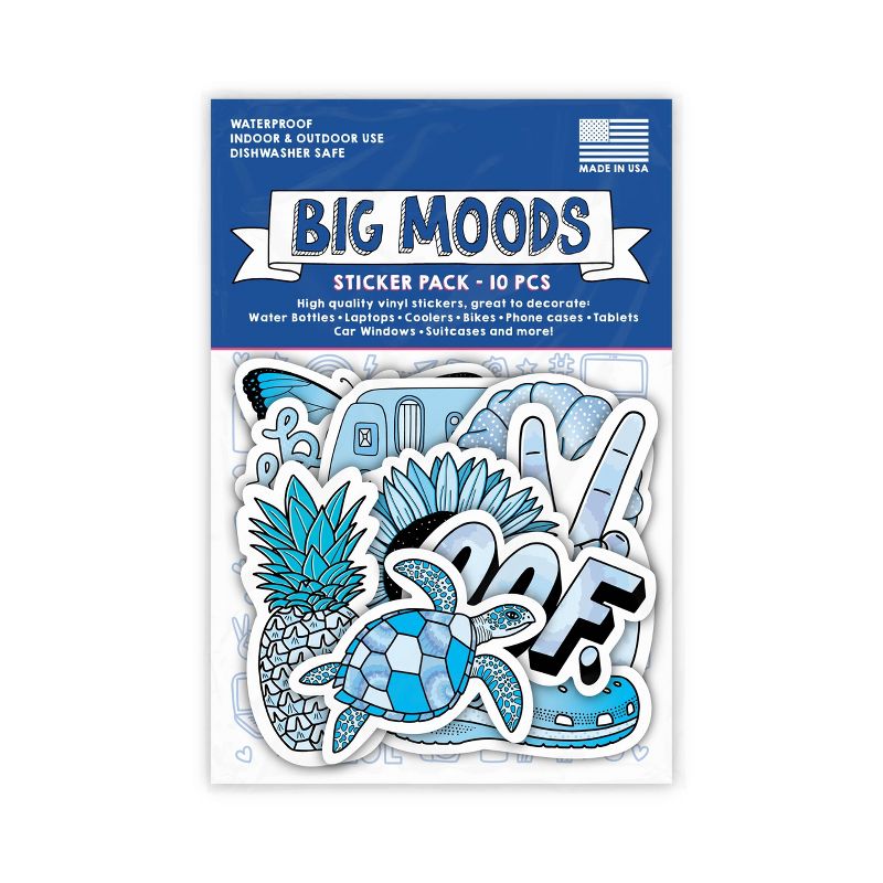 Big Moods Aesthetic Sticker Pack 10pc - Blue, 3 of 4