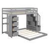 Twin over Full Separable Bunk Beds with Storage Stairs, Wood L-Shape Bunk Bed Frame with 4 Drawers and Shelves for Kids Teens Adults - 2 of 4