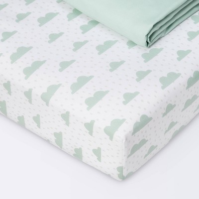 Fitted Crib Sheet - Cloud Island™ Clouds/Mint 2pk