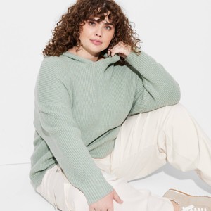 Women's Oversized Ribbed Hoodie Pullover Sweater - Wild Fable™ - 1 of 3