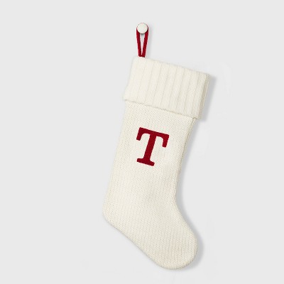 Knit Monogram Christmas Stocking White T - Wondershop™