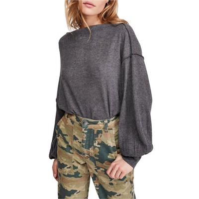 Free People Womens Wide Neck Pullover Sweater