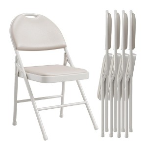 Folding Chairs 2 Pack, Metal Foldable Chair with Cushion and Non-Slip Feet Pads, PU Party Chairs - 1 of 4