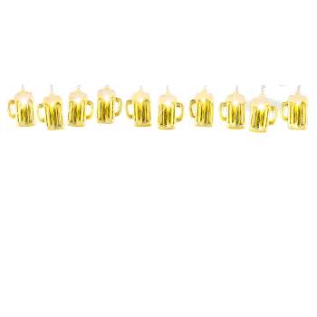 Collections Etc Battery-Operated Foam-Topped Beer Mug String Lights - 10 Ft NO SIZE