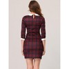 Allegra K Women's Contrast Peter Pan Collar Keyhole Back Plaid Bodycon Dresses - 4 of 4