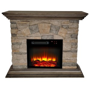 40" Freestanding Electric Fireplace Bisque - Festivo: Vintage Style MDF Frame, Adjustable Color Flames - 1 of 4