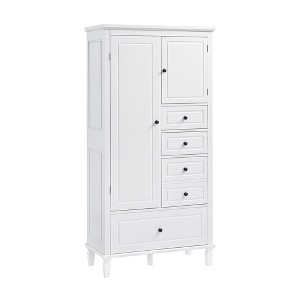 Ridstar 61.8 in. H White Bathroom Storage Cabinet with Doors, Four Drawers & Adjustable Shelves - 1 of 4