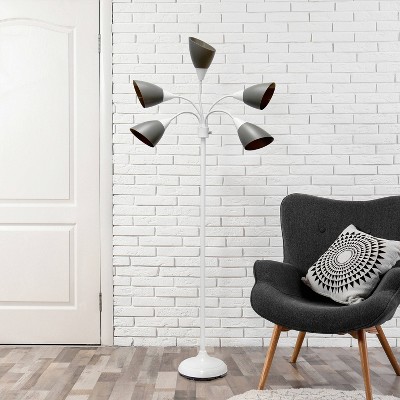 Whimsical White 67" Adjustable Multi-Head Arc Floor Lamp for Kids