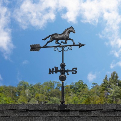 Black Aluminum Galloping Horse Rooftop Weathervane