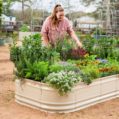 Pearl White 17" Tall Modular Metal Raised Garden Bed Kit