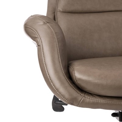 Gray Leather High Back Swivel Executive Office Chair