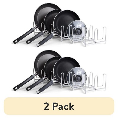 LunaLulinlk (2 pack) Expandable Pan & Lid Organizer, White