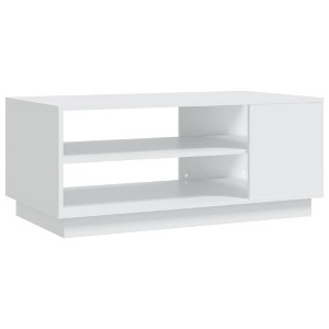 vidaXL Engineered Wood Rectangular Coffee Table - White Modern Side Table for Couch with Shelves - 1 of 4