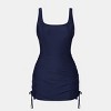Women's Ruched Square Neckline Shirred Drawstring One-Piece Swim Dress -Cupshe - 2 of 4