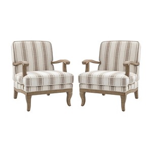 Rinaldo Farmhouse Style Armchair with Romantic Stripes Armchair for Living Room Lounge Bedroom Set of 2| ART OF LIVING DESIGNS - 1 of 4