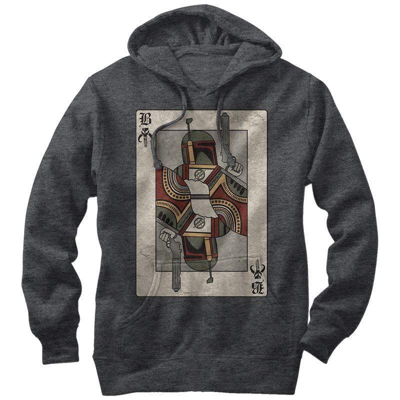 Men's Star Wars Boba Fett Playing Card Pull Over Hoodie, 1 of 5