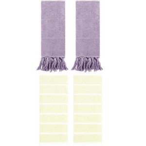 REGALWOVEN 4 Packs Striped and Solid Absorbent Soft Cotton Hand Towel for Bathroom - 1 of 4