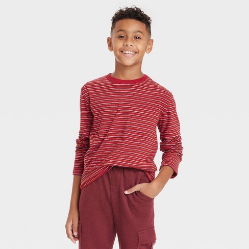Boys' Long Sleeve Striped T-shirt - Cat & Jack™ Red S : Target