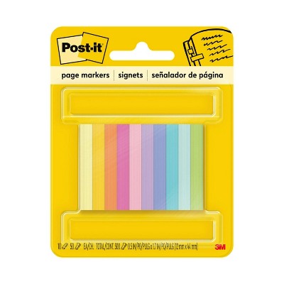 Post-it 10pk 1/2"x2" Page Markers Assorted Bright Colors