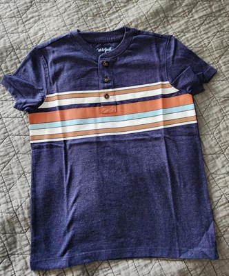 Boys' Short Sleeve Henley Chest Striped T-shirt - Cat & Jack™ Light ...