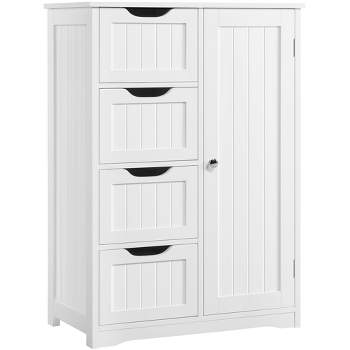Yaheetech Wooden Bathroom Floor Cabinet with 4 Drawers and 1 Cupboard