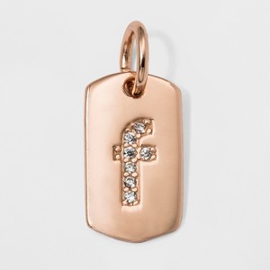 Sterling Silver Initial F Cubic Zirconia Pendant - A New Day Rose Gold, Women