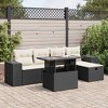 vidaXL 6 Piece Patio Sofa Set with Cushions Black Poly Rattan - Black and Cream with Storage - 2 of 4