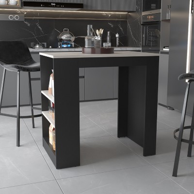 NicBex Mobile Kitchen Island Cart Morden Kitchen Carts with Storage Island Table with 3 Tier Shelves for Kitchen