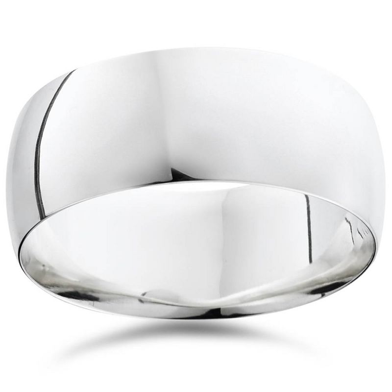 Pompeii3 9mm Dome High Polished Wedding Band 10K White Gold, 1 of 4