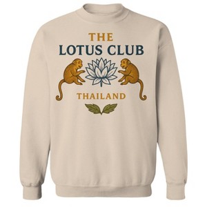 Rerun Island Men's Lotus Club Thailand Monkeysv2 Luxury Paradise With A Side Of Chaos Long Sleeve Graphic Cotton Pullover Sweatshirt - 1 of 4