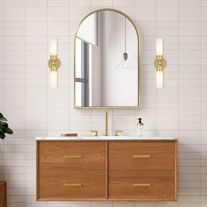 Wooakway Recessed or Wall Mount Medicine Cabinet 24 x 36 Inch Bathroom Mirror Cabinet with HD Mirror, Black - 1 of 4