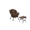 Living Room Chairs, Modern Cotton Fabric Lazy Chair with Ottoman, Footrest, and Side Pocket - 2 of 4