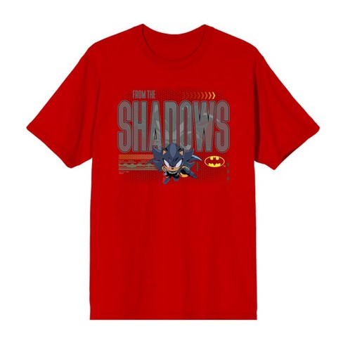 DC x Sonic the Hedgehog From The Shadows Shadow X Batman Grayscale Outline Adult Crew Neck Short Sleeve T-Shirt - image 1 of 2